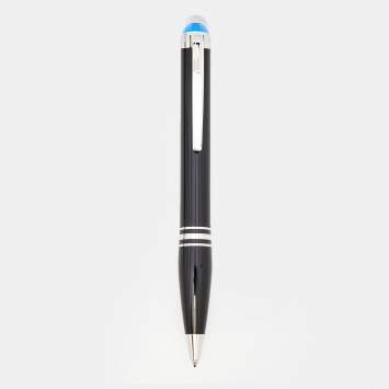 Pre Owned Montblanc StarWalker Black Precious Resin Silver Tone Ballpoint Pen 