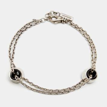Pre Owned Montblanc Profile Wish Ring Ceramic Sterling  Silver Bracelet