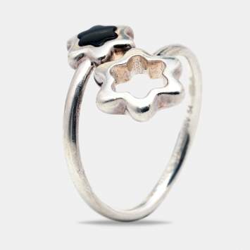 Pre Owned Montblanc Star Onyx Sterling Silver Ring Size 54