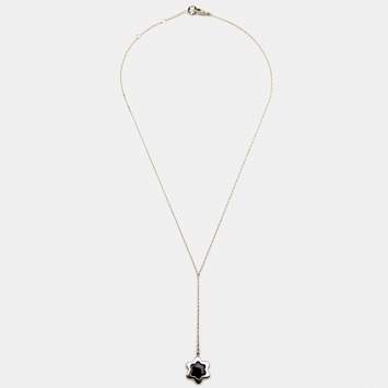 Pre Owned Montblanc Star Onyx Sterling Silver Necklace