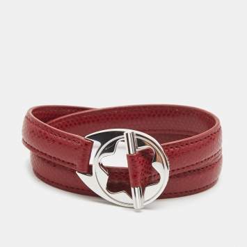Pre Owned Montblanc Hold Me Tight Leather Sterling Silver Bracelet