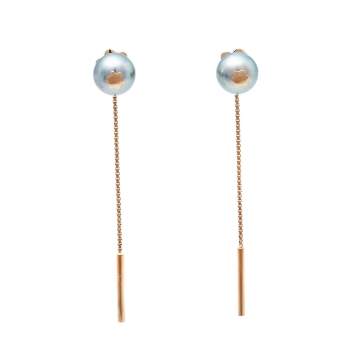 Pre Owned Montblanc Boheme Moongarden Grey Cultured Pearl 18K Rose Gold Earrings