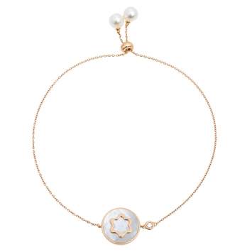 Pre Owned Montblanc Signet Mother of Pearl Diamond 18K Rose Gold Bracelet