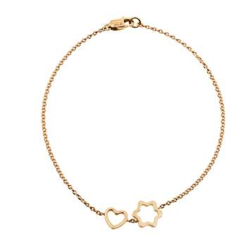 Pre Owned Montblanc 18K Rose Gold Star Heart Charm Bracelet