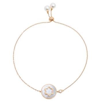 Pre Owned Montblanc Signet Mother of Pearl Cultured Pearl Diamond 18K Rose Gold Bracelet
