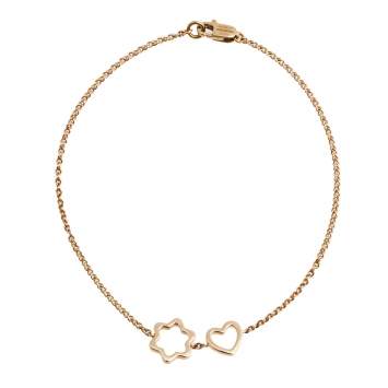 Pre Owned Montblanc Star Heart Charm 18k Rose Gold Bracelet