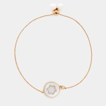 Pre Owned Montblanc Star Signet Mother of Pearl Cultured Pearl 18K Rose Gold Bracelet