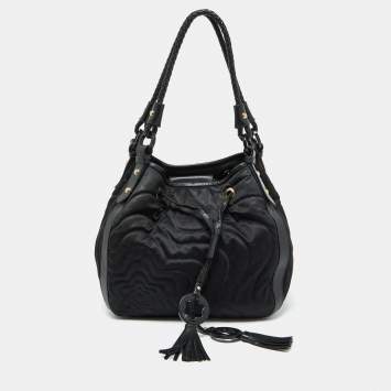 Pre Owned Montblanc Black Nylon and Leather Starisma Dalila Drawstring Bag