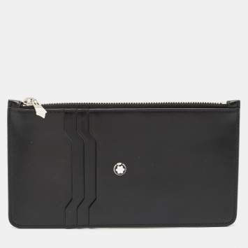 Montblanc Black Leather Meisterstuck Envelope Flat Clutch