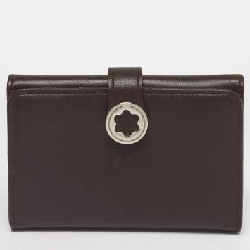 Pre Owned Montblanc Dark Brown Leather Lady Star Business Card Holder