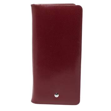 Pre Owned Montblanc Red Textured Leather Westside Bifold Long Wallet