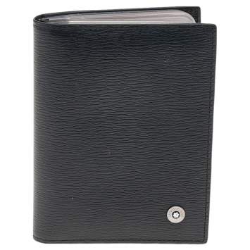 Pre Owned Montblanc Black Leather Card Case Holder Organizer 