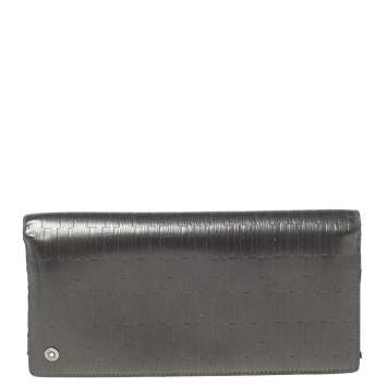 Pre Owned Montblanc Gun Metal Leather Westside Black Mystery Continental Wallet 