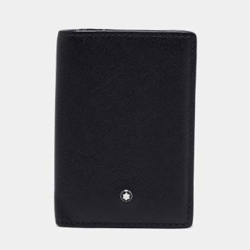 Pre Owned Montblanc Black Leather Meisterstuck Gusset Business Card Holder