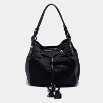 Pre Owned Montblanc Black Nylon and Leather Starisma Dalila Drawstring Bag