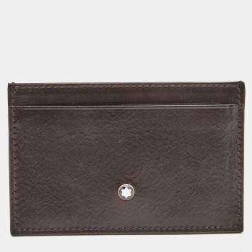 Pre Owned Montblanc Dark Brown Leather Meisterstuck Card Holder