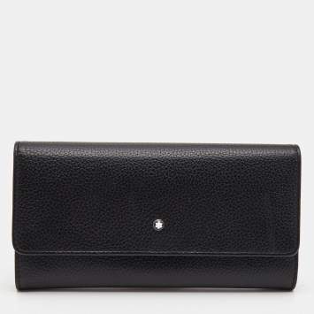 Pre Owned Montblanc Black Leather Meisterstuck Flap Continental Wallet