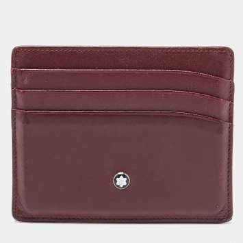 Pre Owned Montblanc Burgundy Leather Meisterstuck Card Holder 