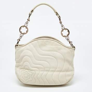 Pre Owned Montblanc White Leather Starisma Alcina Hobo 