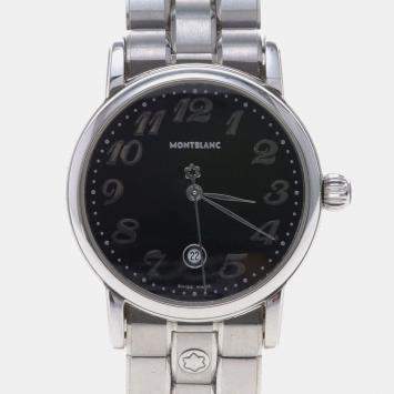 Pre Owned Montblanc Star 7020 Quartz Black Stainless Steel Women's Wristwatch 32 mm