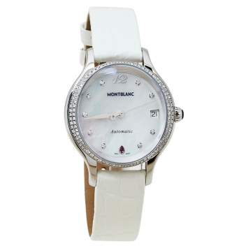 Pre Owned Montblanc MOP Stainless Steel Diamonds Princess Grace De Monaco Women's Wristwatch 34 mm
