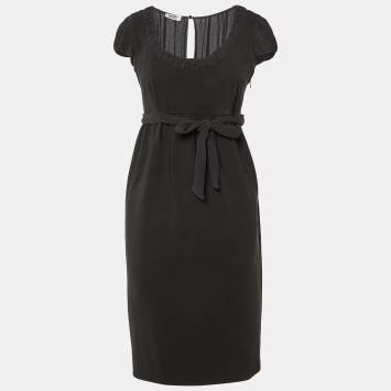 Pre Owned Moschino Cheap and Chic Black Crepe Midi Dress S