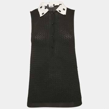 Moschino Cheap and Chic Black Patterned Knit Sleeveless Top M