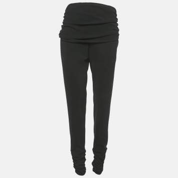 Moschino Cheap and Chic Black Crepe Ruche Detail Trousers XL
