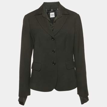 Pre Owned Moschino Cheap and Chic Black Crepe Detachable Collar Blazer L 