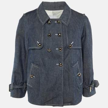 Pre Owned Moschino Cheap and Chic Blue Denim Double Breasted Jacket L