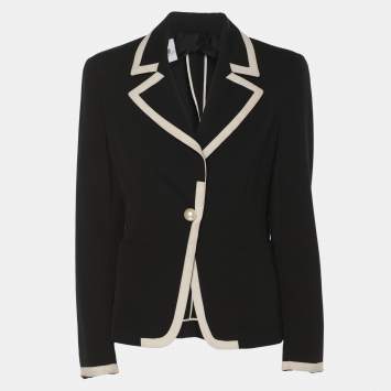 Pre Owned Moschino Cheap and Chic Black/White Wool Blend Blazer M