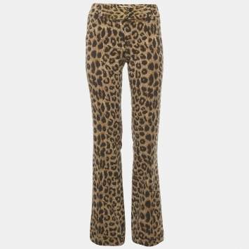 Pre Owned Moschino Cheap and Chic Brown Animal Printed Wool Pants S