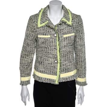 Pre Owned Moschino Cheap and Chic Multicolor Tweed Button Front Jacket L