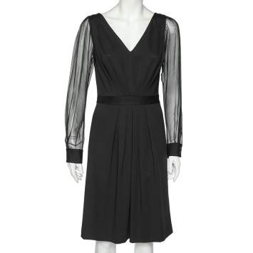 Pre Owned Moschino Cheap and Chic Black Knit Draped Midi Dress M