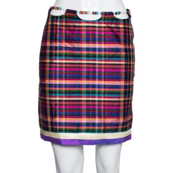 Pre Owned Moschino Cheap and Chic Multicolor Silk Beaded Waist Detail Mini Skirt M