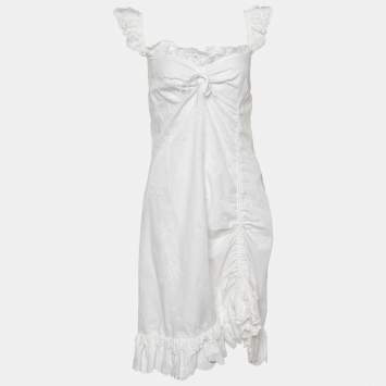 Pre Owned Moschino Cheap and Chic White Embroidered Cotton Mini Dress L