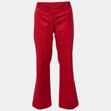 Moschino Cheap and Chic Red Cotton Straight Fit Trousers M