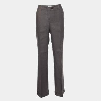 Moschino Cheap and Chic Brown Linen Flared Trousers M