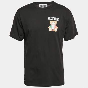 Moschino Couture Black Teddy Bear Print Cotton T-Shirt S