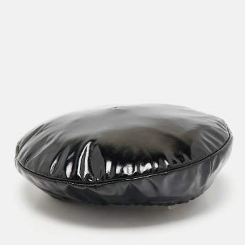Moschino Couture Black Faux Leather Beret Hat M