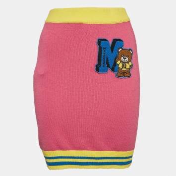 Moschino Couture Pink Embroidered Knit Mini Skirt M
