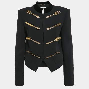 Pre Owned Moschino Couture Black Crepe Cutlery Detail Jacket L