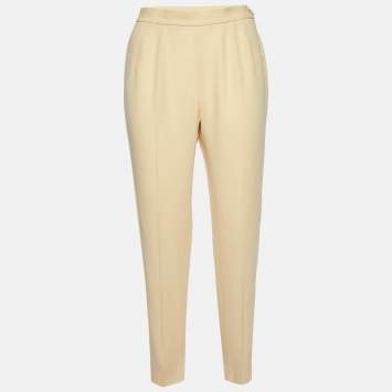 Pre Owned Moschino Couture Light Beige Wool & Silk Tapered Trousers M