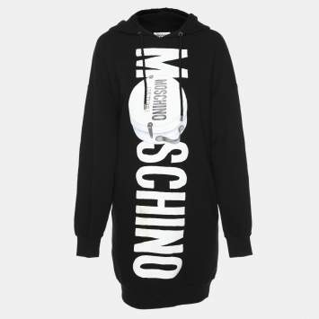 Pre Owned Moschino Couture Black Cotton Logo Printed Sweatshirt S