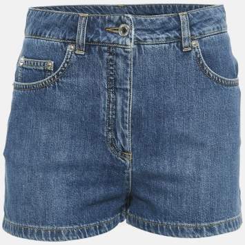 Pre Owned Moschino Couture Blue Denim Shorts S