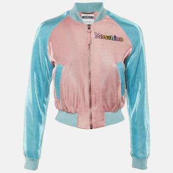 Pre Owned Moschino Couture Blue/Pink Metallic My Little Pony Bomber Jacket S