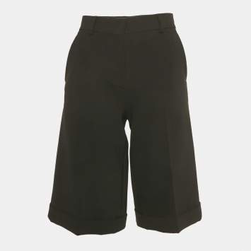 Pre Owned Moschino Couture Black Crepe Bermuda Shorts XS