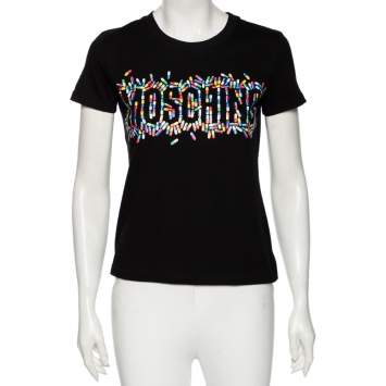 Pre Owned Moschino Couture Black Capsule Logo Printed Cotton T-Shirt S