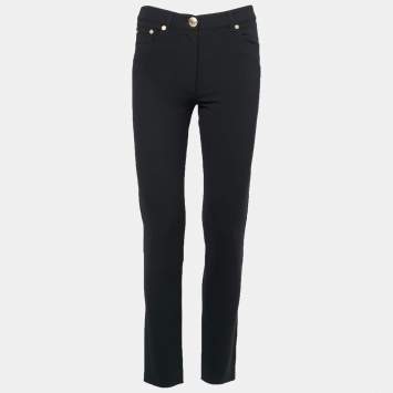 Pre Owned Moschino Couture Black Crepe Skinny-Leg Trousers S