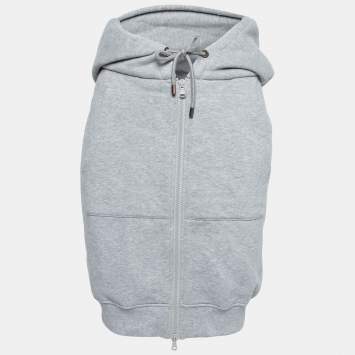 Pre Owned Moschino Couture Grey Cotton Sweatshirt Pencil Skirt M
